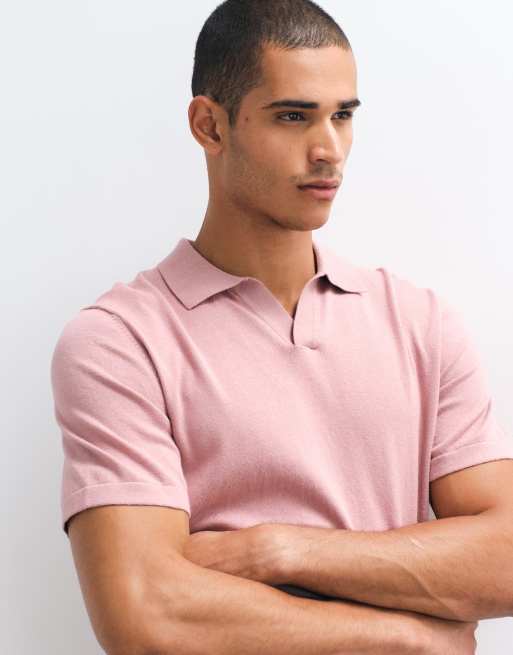 ASOS DESIGN - Essential - Polo décontracté en maille fine avec encoche - Rose, 5 de 5