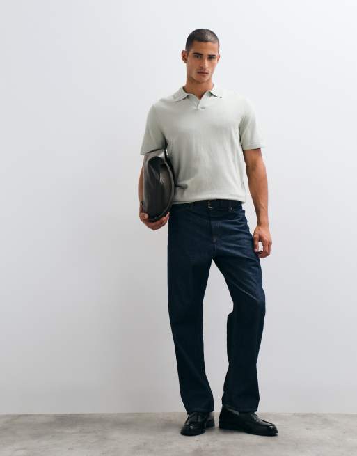 ASOS DESIGN - Essential - Polo décontracté en maille fine avec encoche - Sauge, 5 de 5