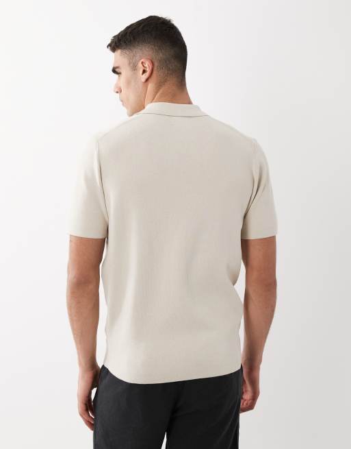 ASOS DESIGN - Essential - Polo en maille à fines côtes - Taupe, 2 de 5