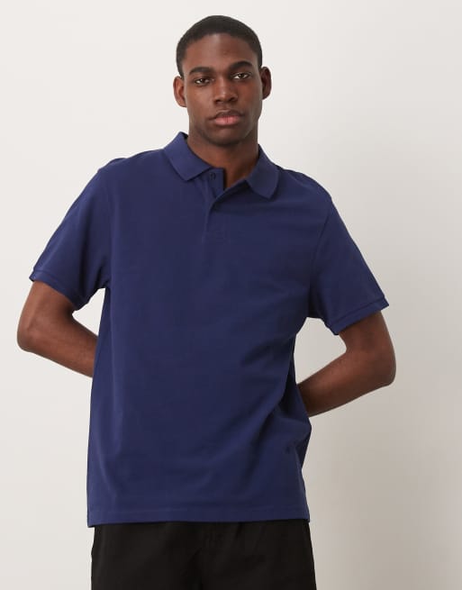ASOS DESIGN essential polo in blue pique 
