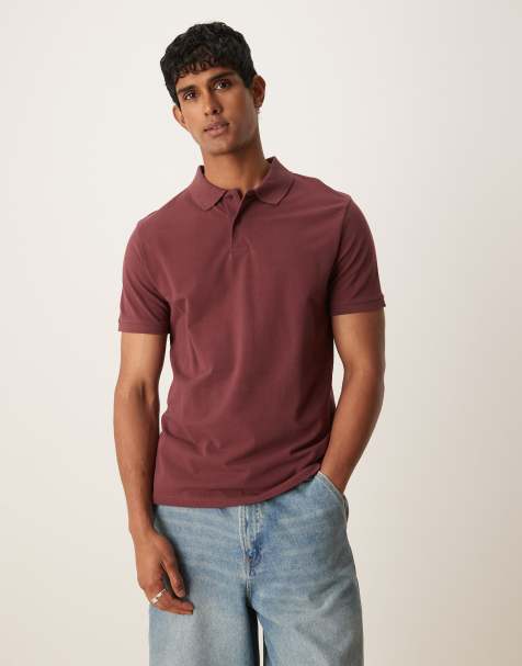 ASOS DESIGN essential polo in burgundy pique - view 1