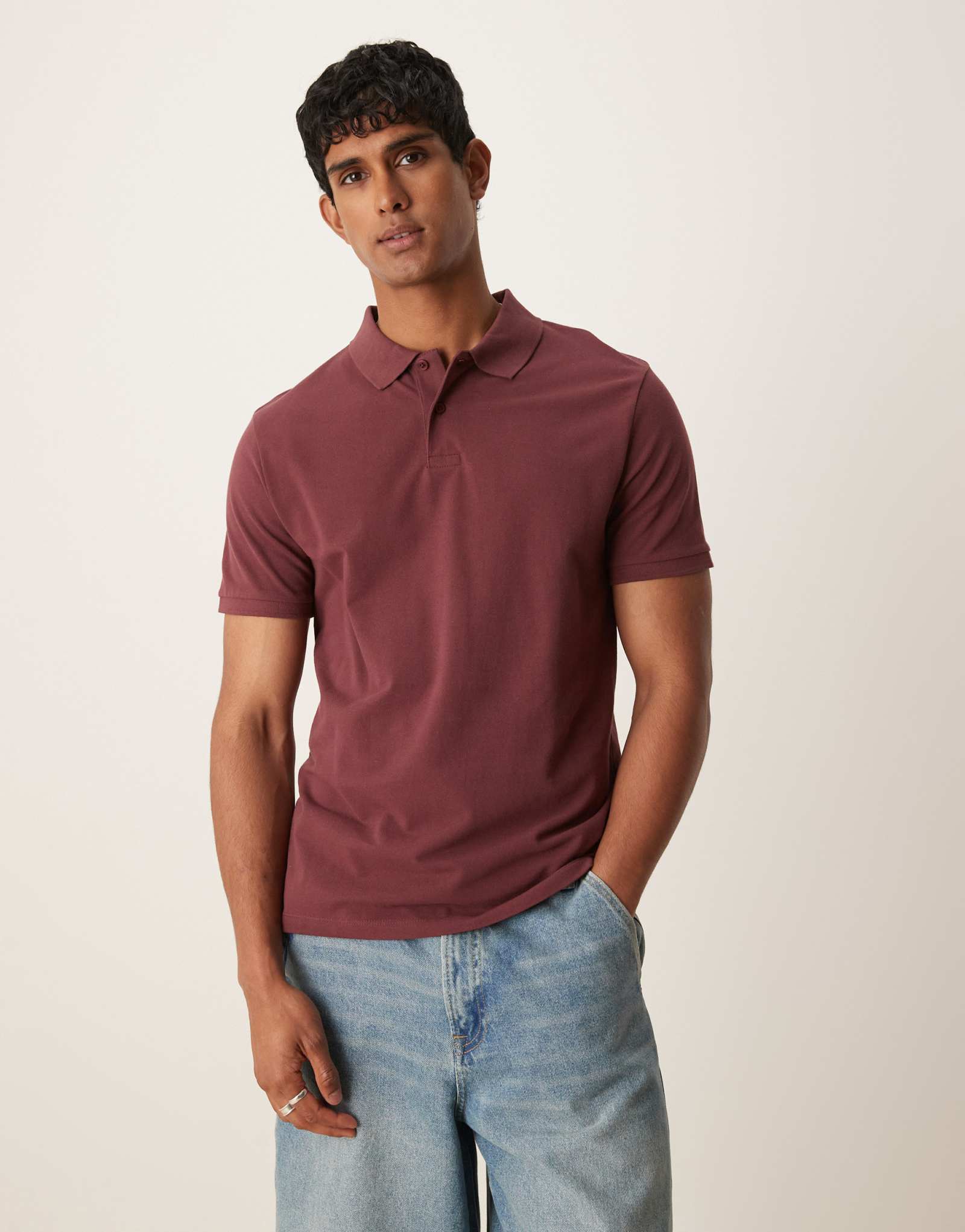 ФИРМЕННОЕ поло ASOS DESIGN essential в бордовом цвете пике 