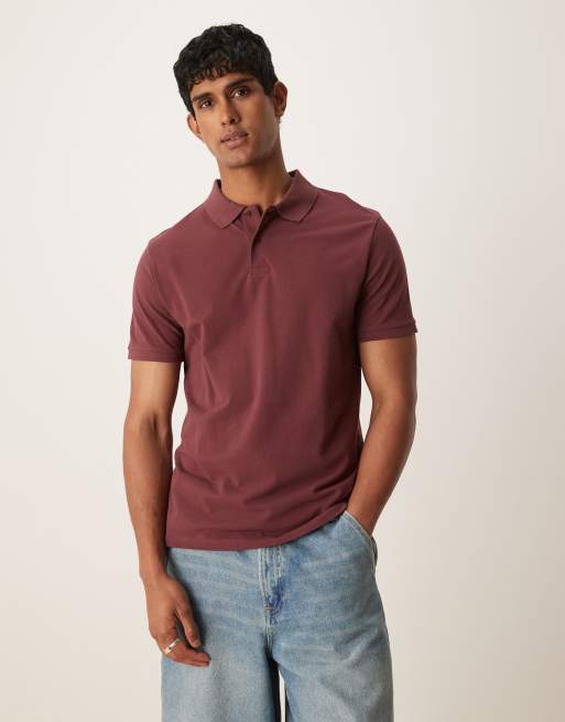 ASOS DESIGN essential polo in burgundy pique 