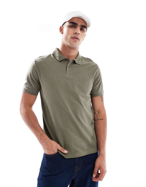 ASOS DESIGN essential polo in khaki pique 