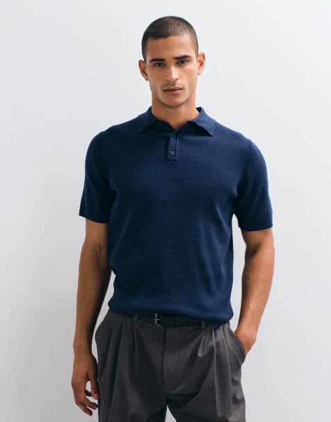 ASOS DESIGN - Essential - Polo in maglia a costine blu navy - view 1