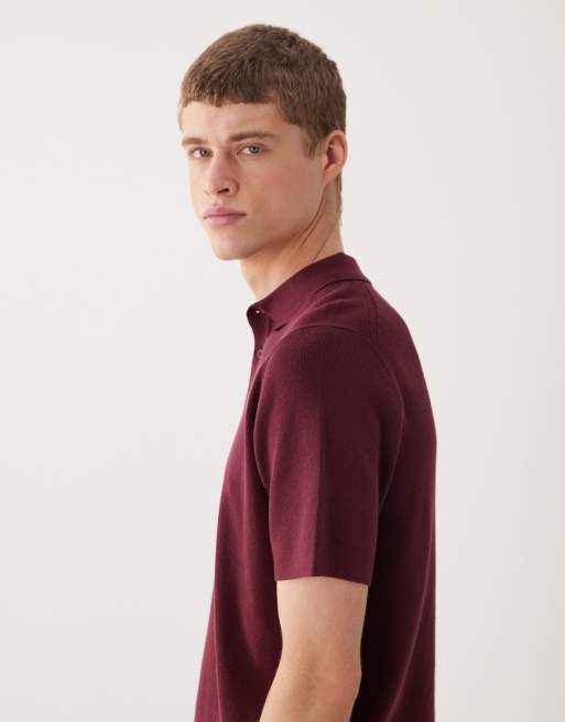 ASOS DESIGN - Essential - Polo in maglia a costine bordeaux, 4 di 5