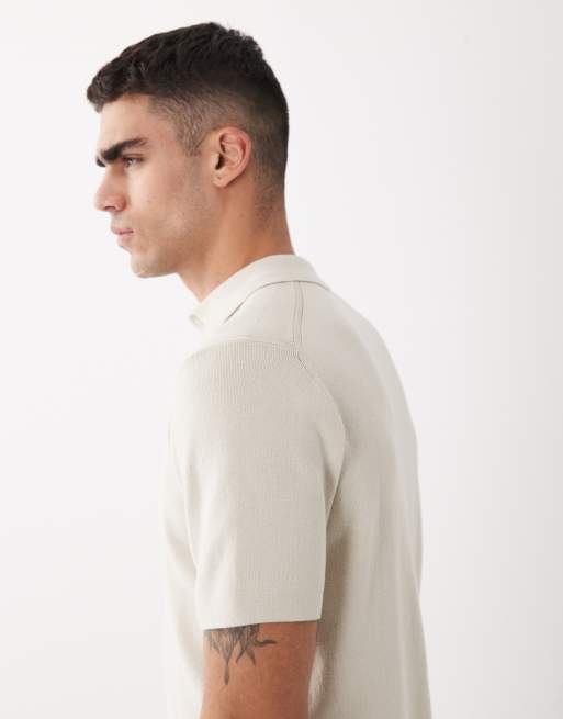 ASOS DESIGN - Essential - Polo in maglia a costine color pietra, 5 di 5