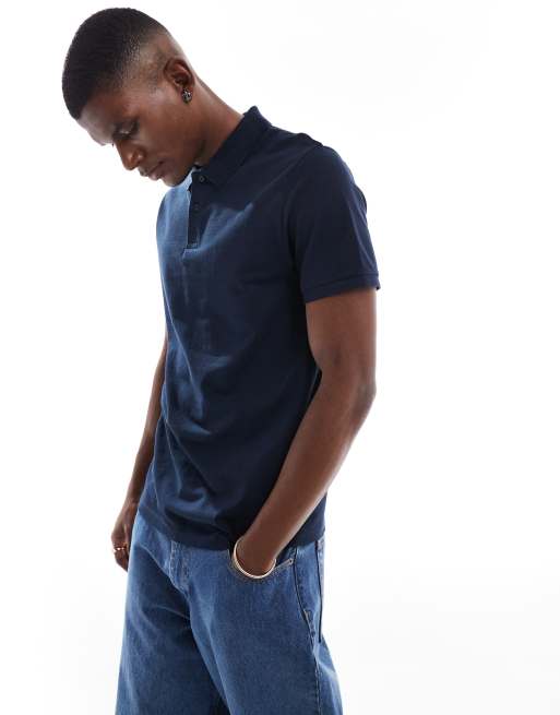 ASOS DESIGN essential polo in navy pique