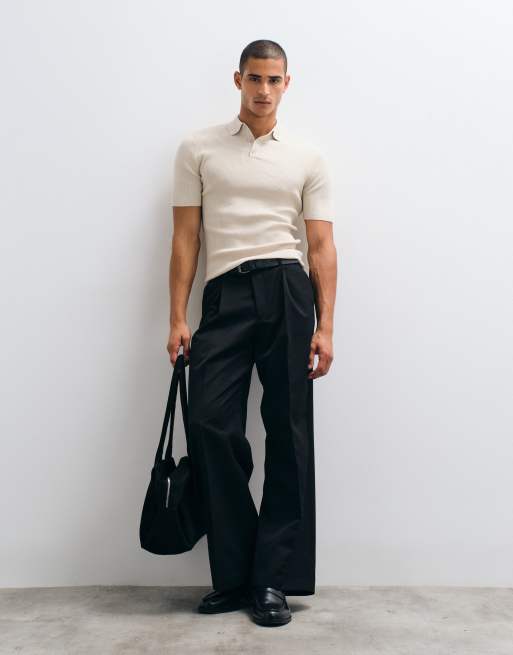 ASOS DESIGN - Essential - Polo moulant en maille à fines côtes - Taupe, 3 de 5