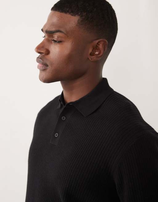 ASOS DESIGN - Essential - Polo oversize en maille fine - Noir, 3 de 5