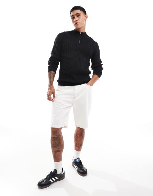 ASOS DESIGN - Essential - Pull moulant en maille côtelée à col zippé - Noir, 4 de 4