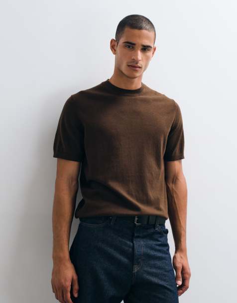ASOS DESIGN - Essential - Pull ras de cou décontracté en maille fine - Marron - view 1