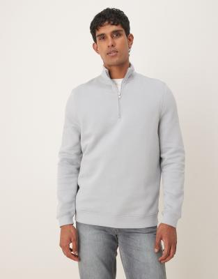 Asos Design Essential Quarter Zip Sweatshirt In Gray