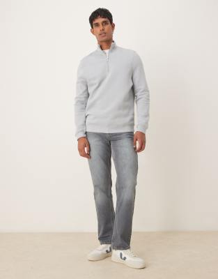 Asos Design Essential Quarter Zip Sweatshirt In Gray