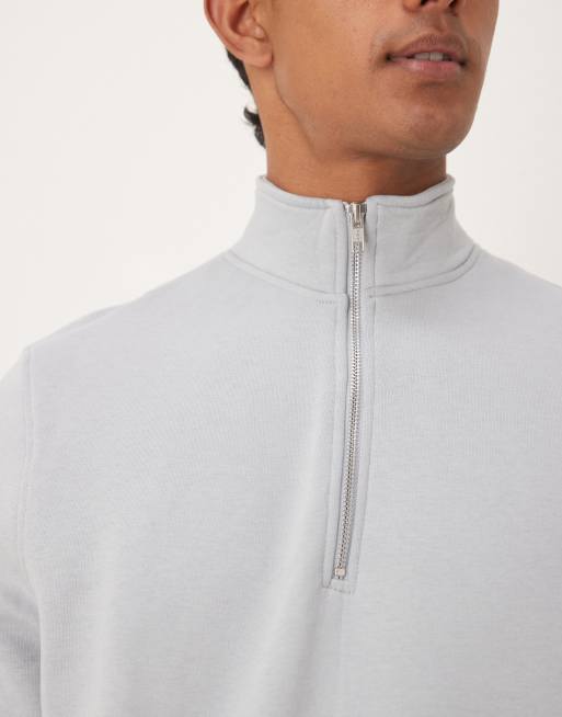 ASOS DESIGN essential quarter zip sweatshirt in gray, 5 of 5