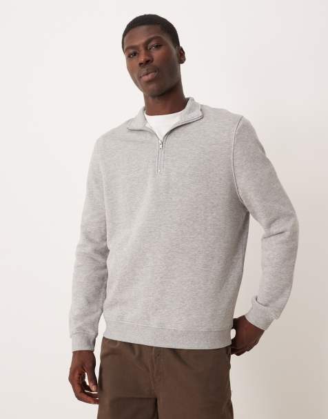 ASOS DESIGN essential quarter zip sweatshirt in gray - view 1