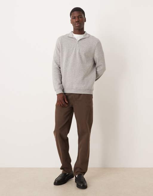 ASOS DESIGN essentials quarter zip sweatshirt in grey