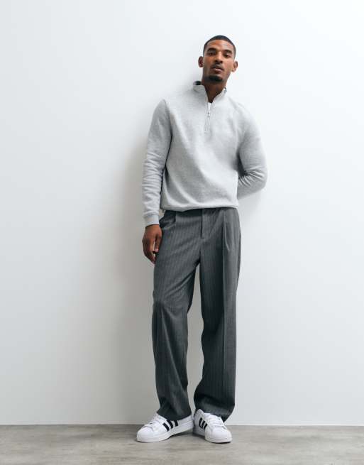 ASOS DESIGN essential quarter zip sweatshirt in gray, 3 of 5