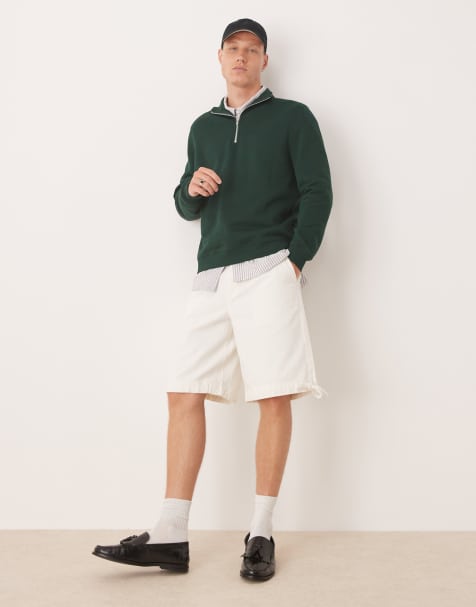 ASOS DESIGN essential quarter zip sweatshirt in green - view 1