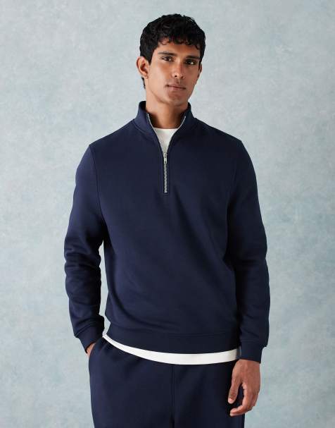 ASOS DESIGN essential quarter zip sweatshirt in navy - view 1