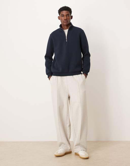 ASOS DESIGN essential quarter zip sweatshirt in navy