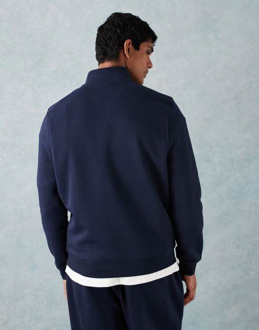 ASOS DESIGN essential quarter zip sweatshirt in navy