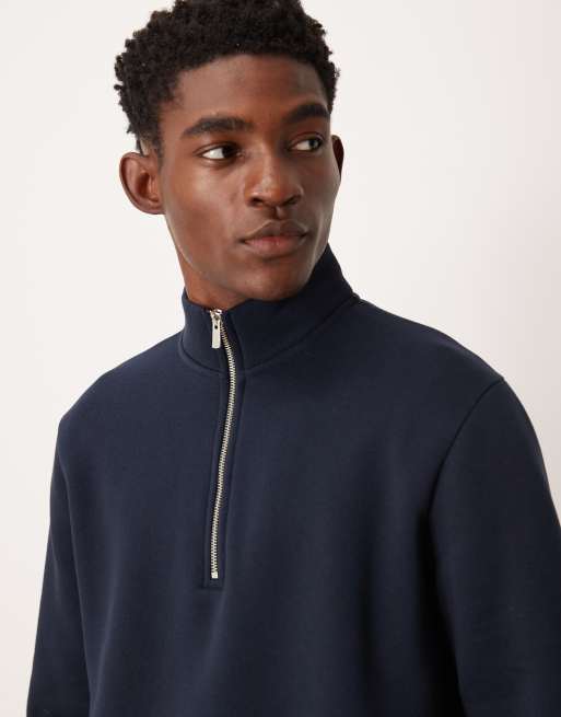 ASOS DESIGN essential quarter zip sweatshirt in navy