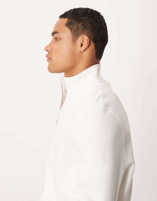 トップス SavoyClothingShop EmbloideryFreeceHoodie ASOS DESIGN premium heavyweight oversized quarter zip in off