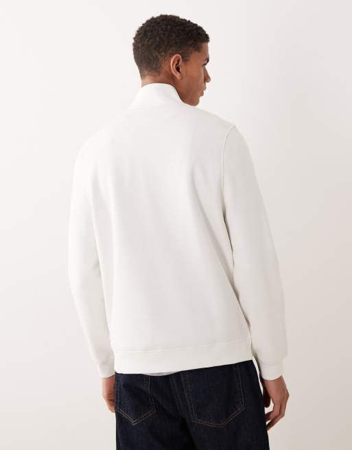 ASOS DESIGN essential quarter zip sweatshirt in off-white, 3 of 5