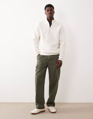 Asos Design Essential Quarter Zip Sweatshirt In White