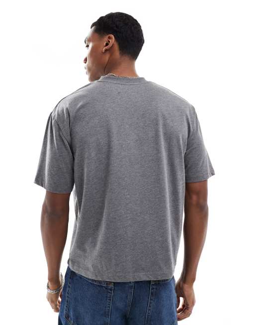 ASOS DESIGN essential relaxed boxy t-shirt in charcoal heather, 3 of 4