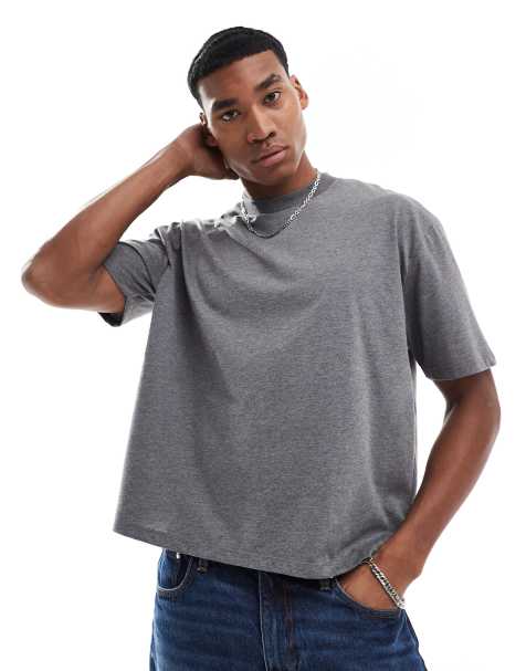 ASOS DESIGN essential relaxed boxy t-shirt in charcoal marl - view 1