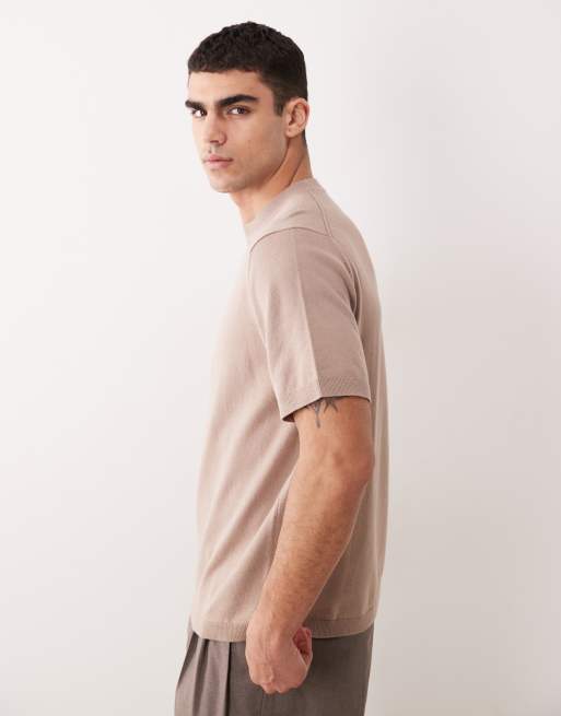ASOS DESIGN Essential relaxed fine-knit crew-neck in taupe, 5 of 5