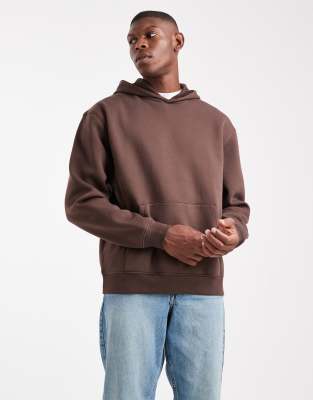 Asos Design Essential Relaxed Fit Hoodie In Brown