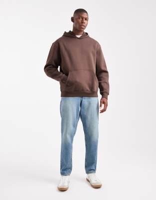 Asos Design Essential Relaxed Fit Hoodie In Brown