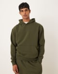 [ASOS DESIGN] ASOS DESIGN essential relaxed fit hoodie in khaki-Green XS Forest night