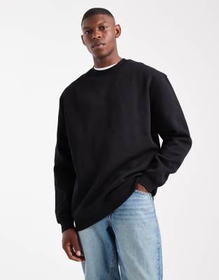 Asos Design Essential Relaxed Fit Longline Sweatshirt In Black