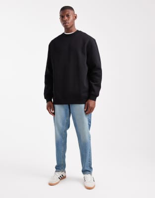 Asos Design Essential Relaxed Fit Longline Sweatshirt In Black