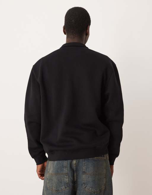 ASOS DESIGN essential relaxed fit quarter zip sweatshirt in black