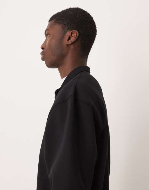 ASOS DESIGN essential relaxed fit quarter zip sweatshirt in black