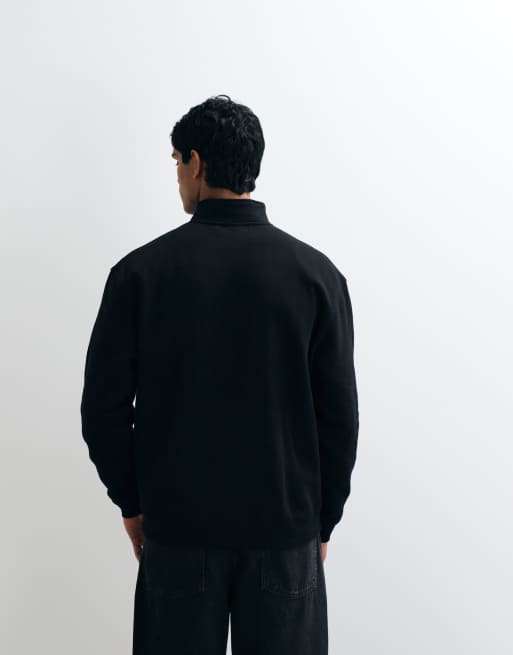 ASOS DESIGN essential relaxed fit quarter zip sweatshirt in black, 5 of 5