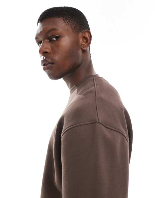 ASOS DESIGN essential relaxed fit sweatshirt in brown , 4 of 5