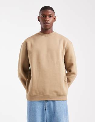 Asos Design Essential Relaxed Fit Sweatshirt In Neutral