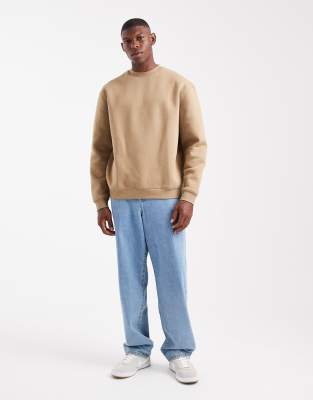 Asos Design Essential Relaxed Fit Sweatshirt In Neutral