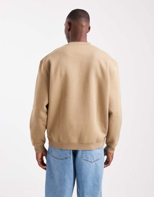 ASOS DESIGN essential relaxed fit sweatshirt in light brown, 3 of 5