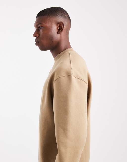 ASOS DESIGN essential relaxed fit sweatshirt in light brown, 4 of 5