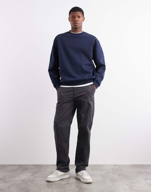ASOS DESIGN essential relaxed fit sweatshirt in navy , 2 of 5