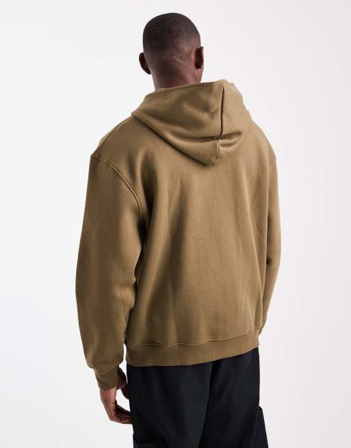 ASOS DESIGN essential relaxed fit zip through hoodie in brown , 3 of 5