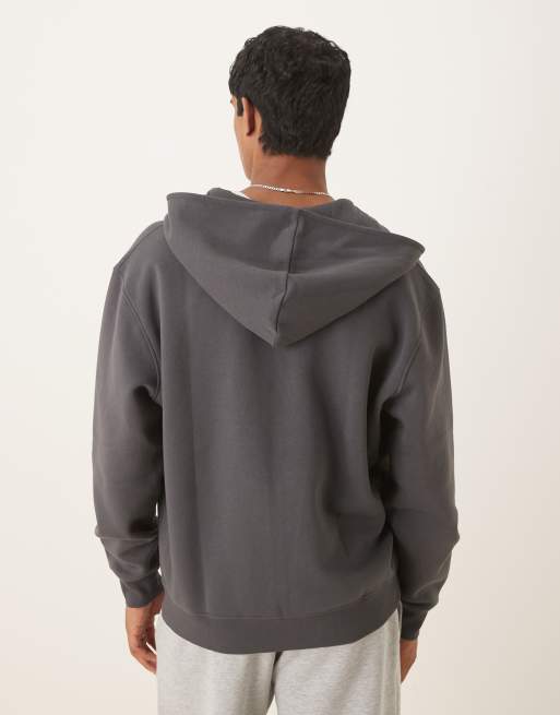ASOS DESIGN essential relaxed fit zip up hoodie in gray