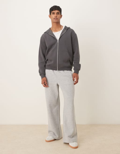 ASOS DESIGN essential relaxed fit zip up hoodie in gray